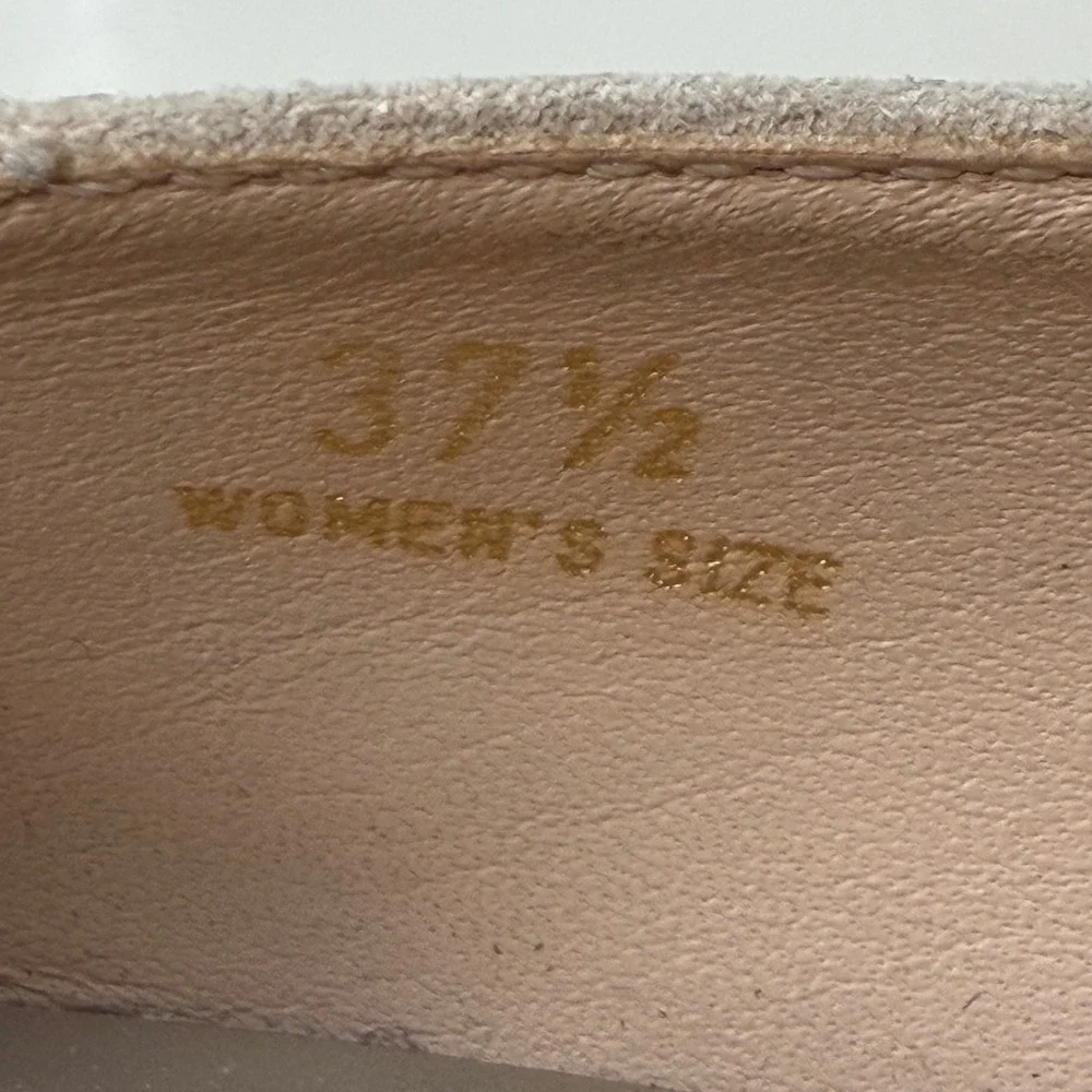 Tod's Wedge Pumps Womens Beige Suede Round Toe Italian Luxury Classic 37.5/7.5